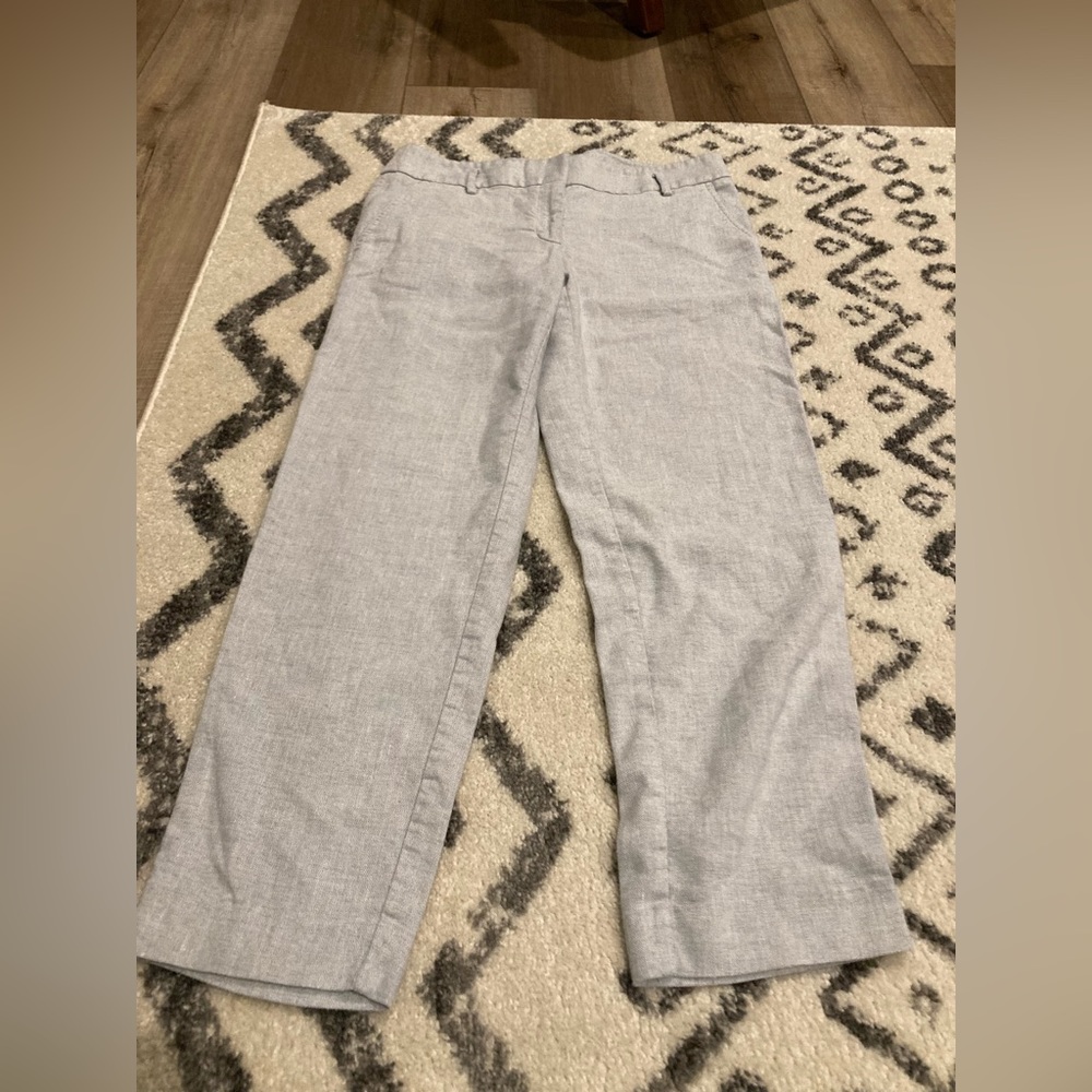 Women Ann Taylor loft light grey mix dress work pants pants linen blend trouser